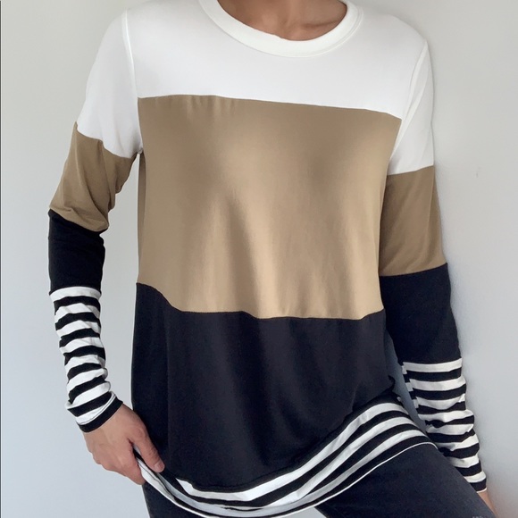 NEUTRAL COLOR BLOCK STRIPES TOP - Picture 5 of 5